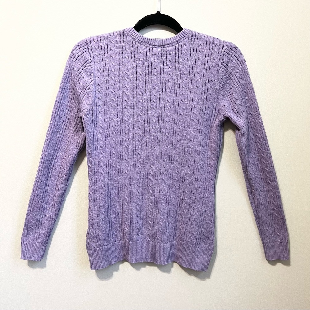 Basic Editions Light Purple V Neck Cable Knit Rib… - image 3